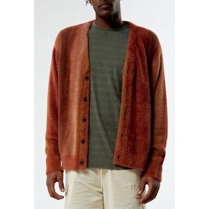 PACSU N gradient fuzzy cardigan sweater men's‎ medium orange rust brown